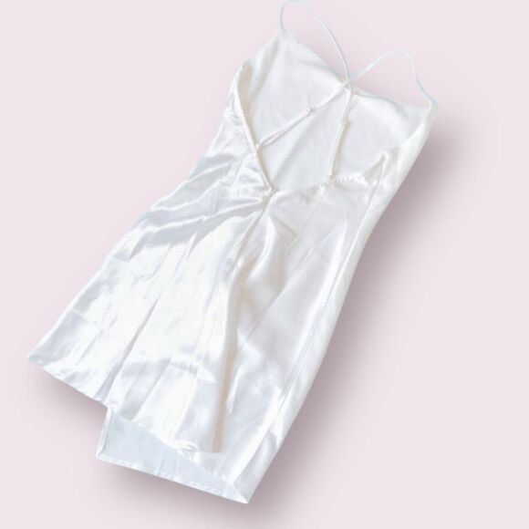 SELFIE LESLIE Dress Hey Girl NEW Satin Cowl Neck Mini White Size XS - Picture 5 of 11